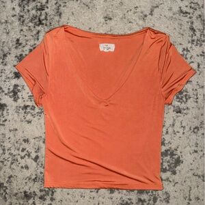 Stylish V-Neck Coral Tee